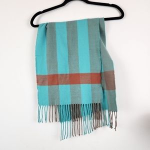100 % Cashmere Made in Scotland Plaid Scarf Gorgeous Colors, Super Soft!